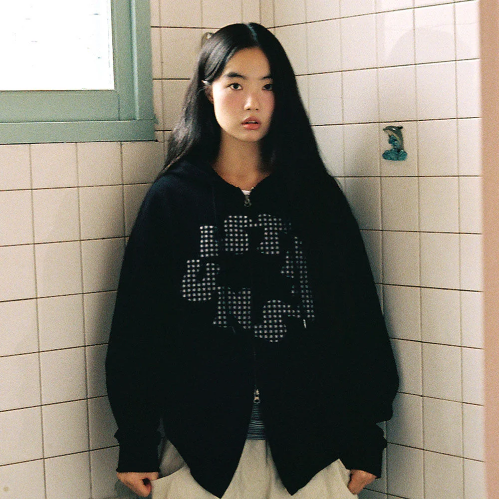CIRCLE LOGO HOOD ZIP UP_BLACK(IK2FFMM481A)