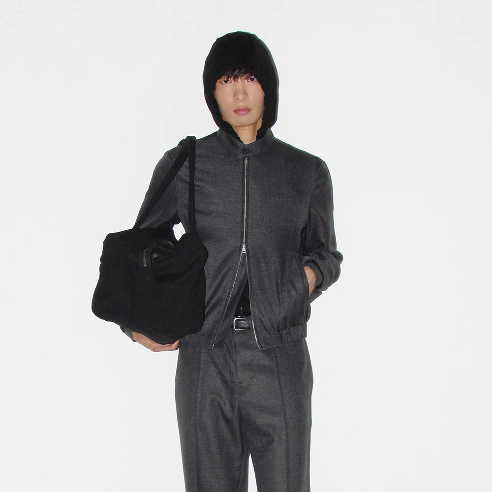 STAND COLLAR BLOUSON CHARCOAL