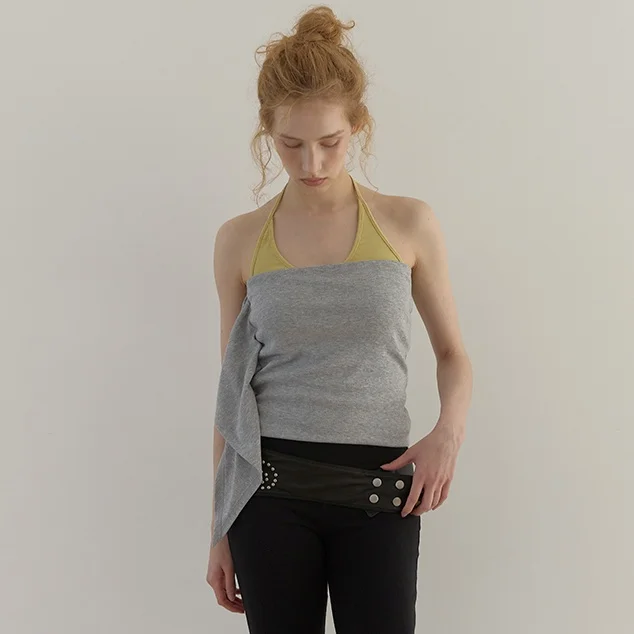 SIDE FLOW TUBE TOP (MELANGE GREY)