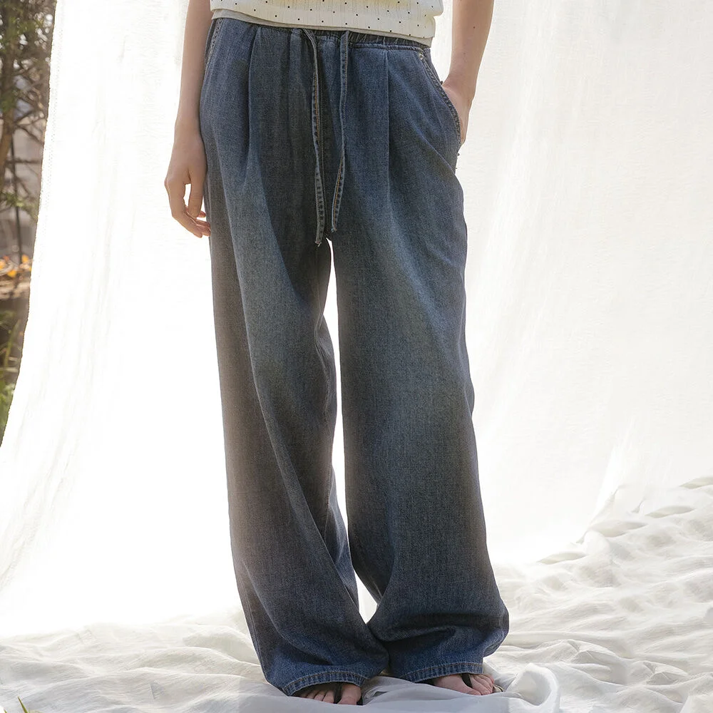 Comfort wide denim pants _Blue