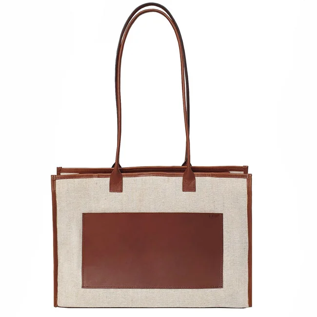 Daily Shopper Oblong(Leather & Canvas) Lsize / Brown