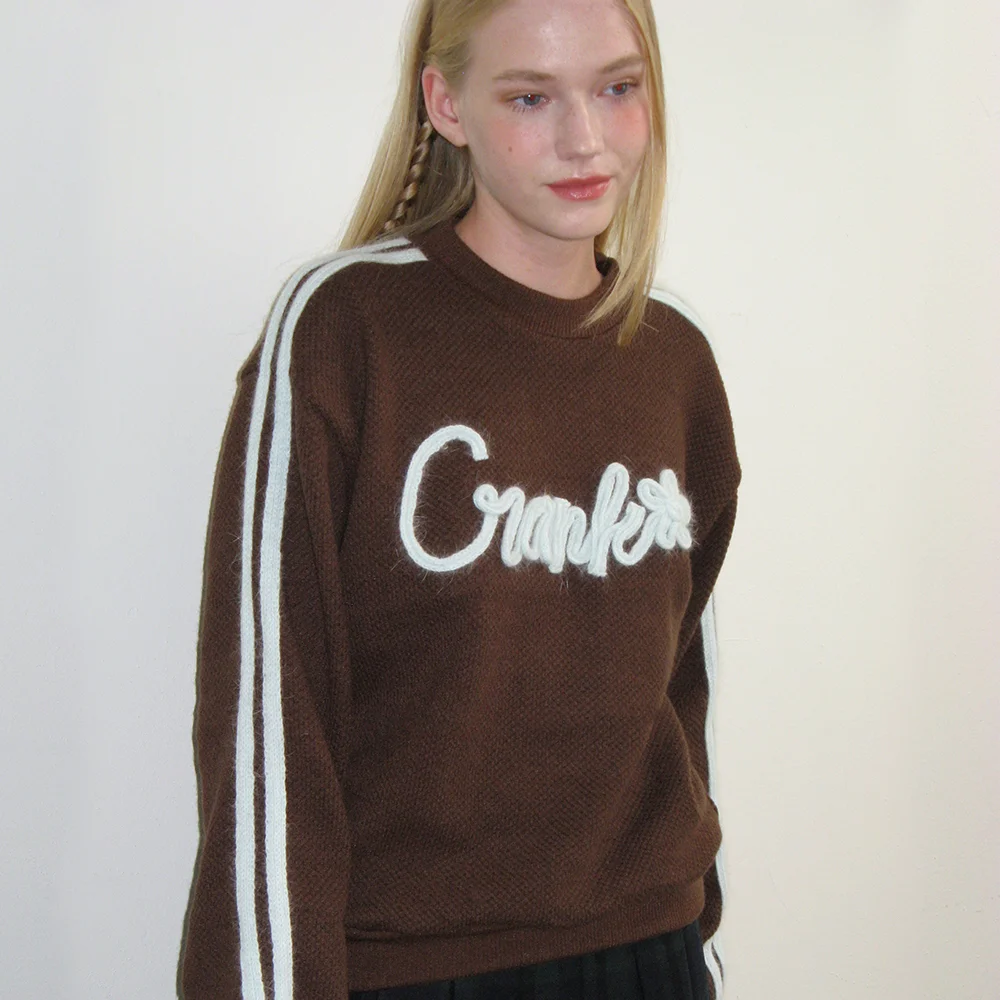 ANGORA LINE FLOWER KNITWEAR_BROWN