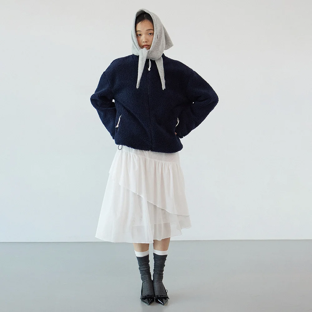 Mesh ruffle skirt_ivory