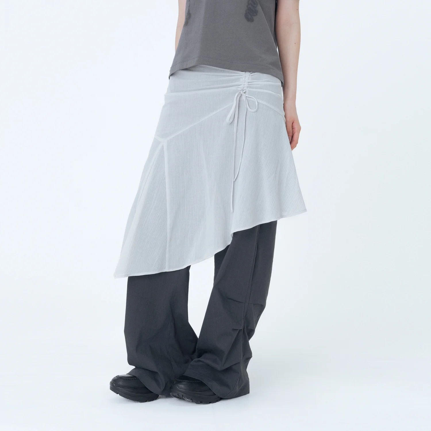 String sheer layered skirt GREY