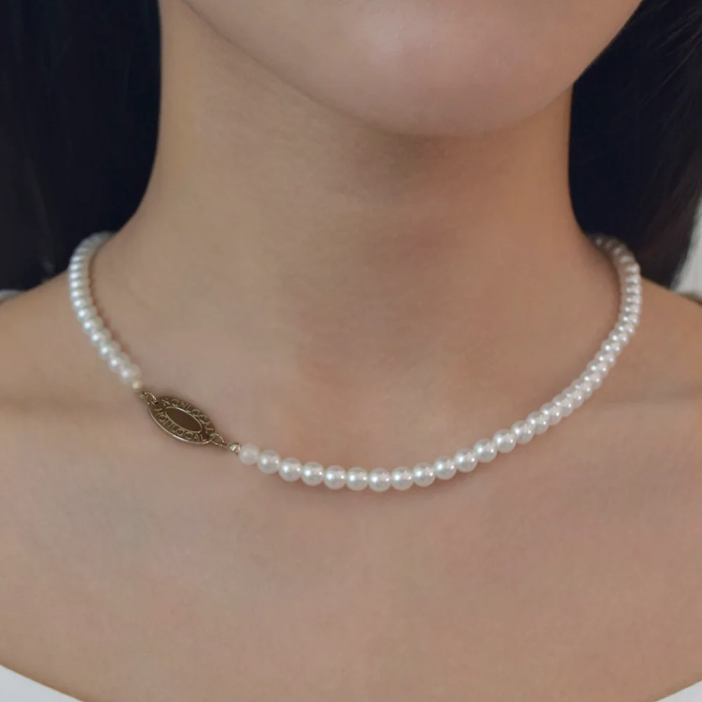 Gold Label Point Pearl Necklace - Cream