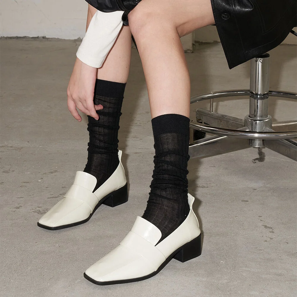 Louis Loafers Leather Ivory 4cm heels