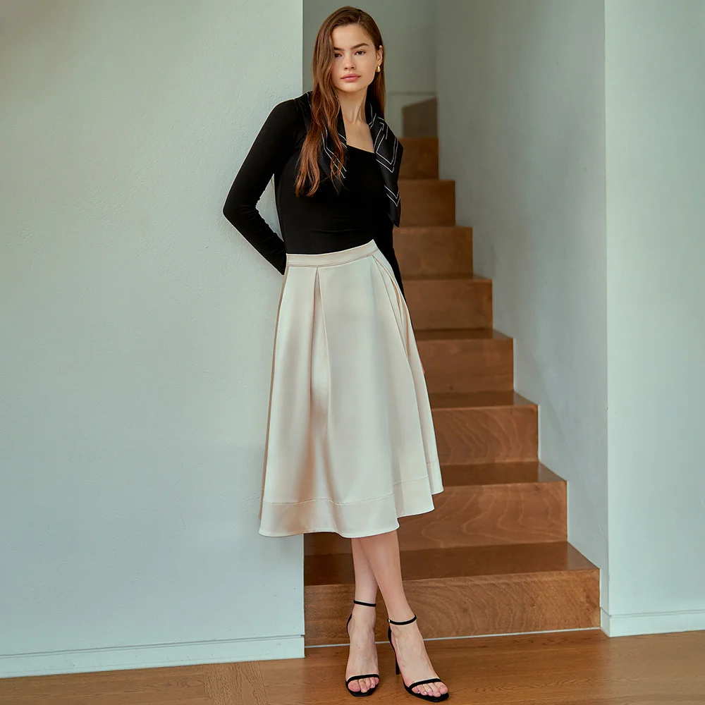 Liv flare midi skirt (cream)