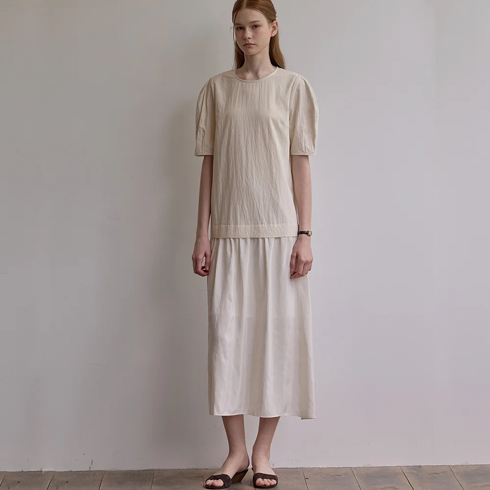 Curved sleeve maxi dress - Cream