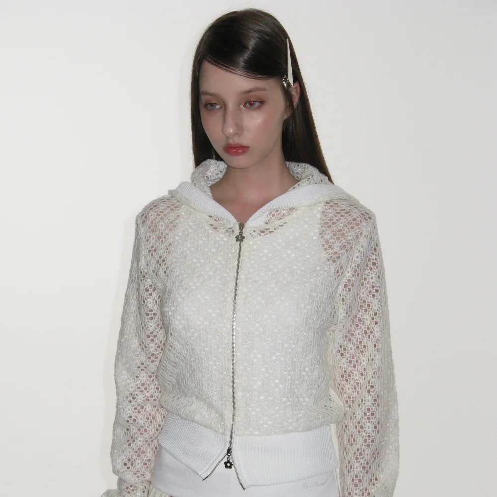 PUNCHING KNIT HOODIE_IVORY