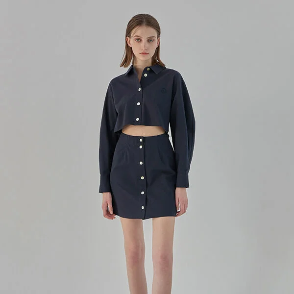 EMBLEM CUT-OUT MINI SHIRT DRESS (OP-6030)