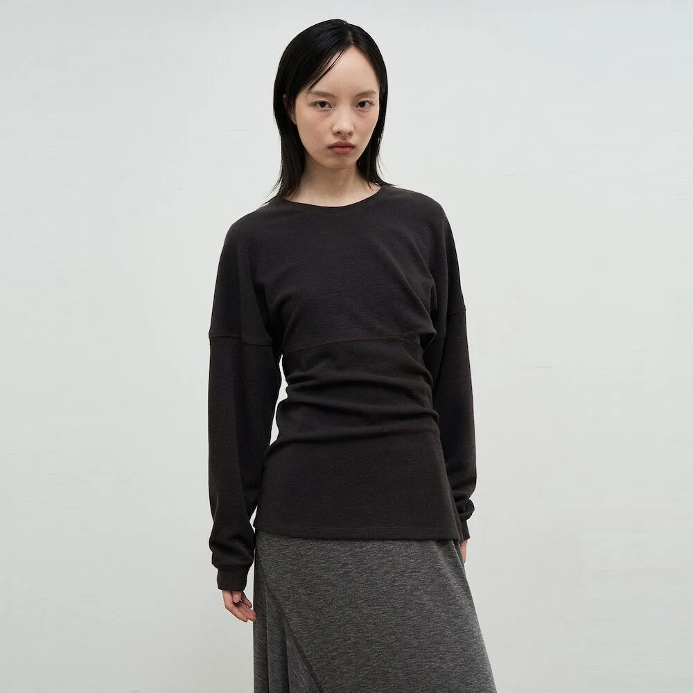 Side Button Long TShirts Brown (AG4841A01D)