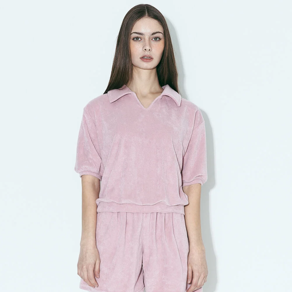 AGP 毛圈布 Polo 半 襯衫(W) 粉色
