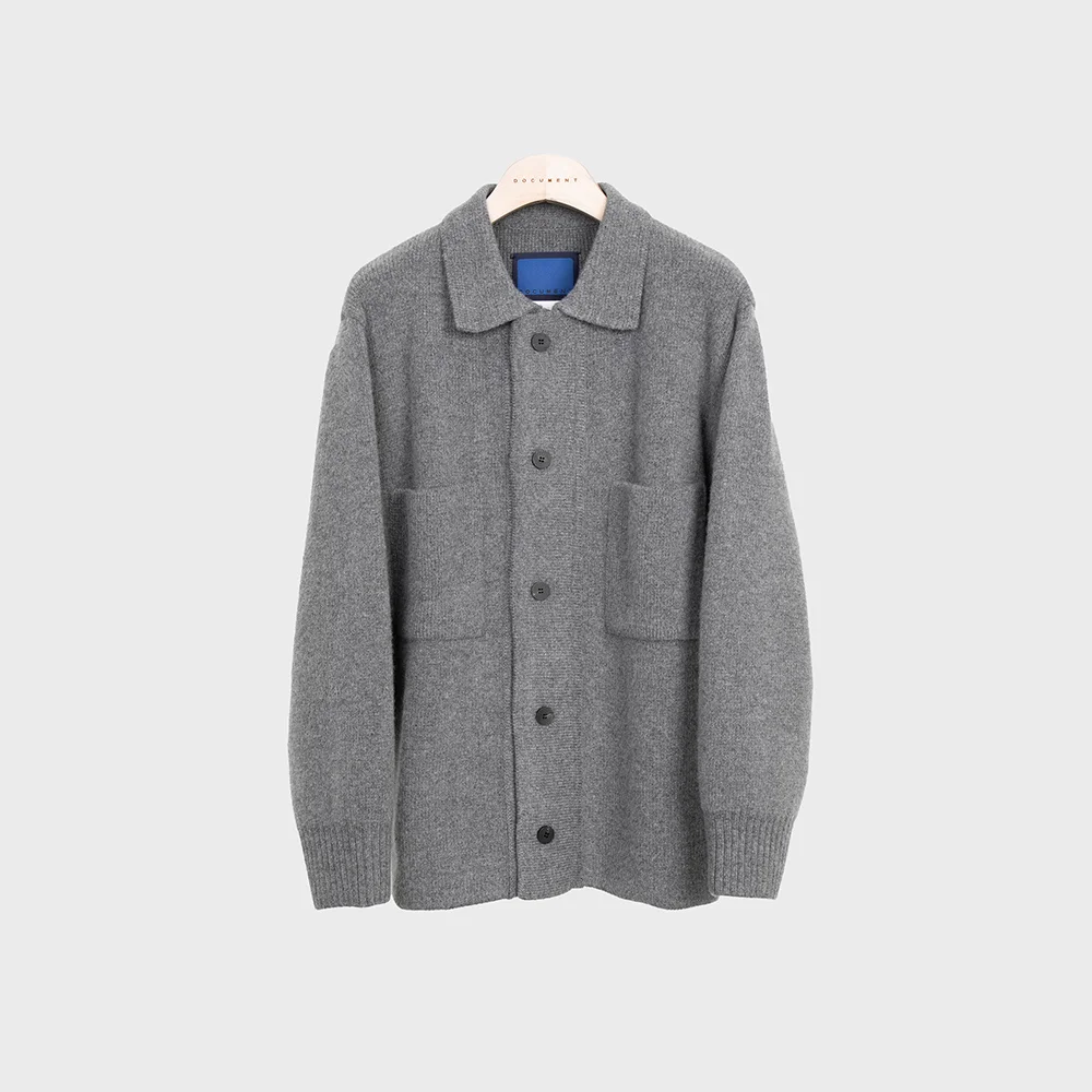 HEAVY WEIGHT WOOL DOUBLE POCKET CARDIGAN_GREY