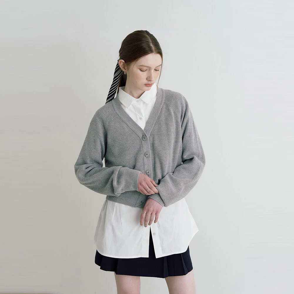 Hazzi v neck knit cardigan - grey
