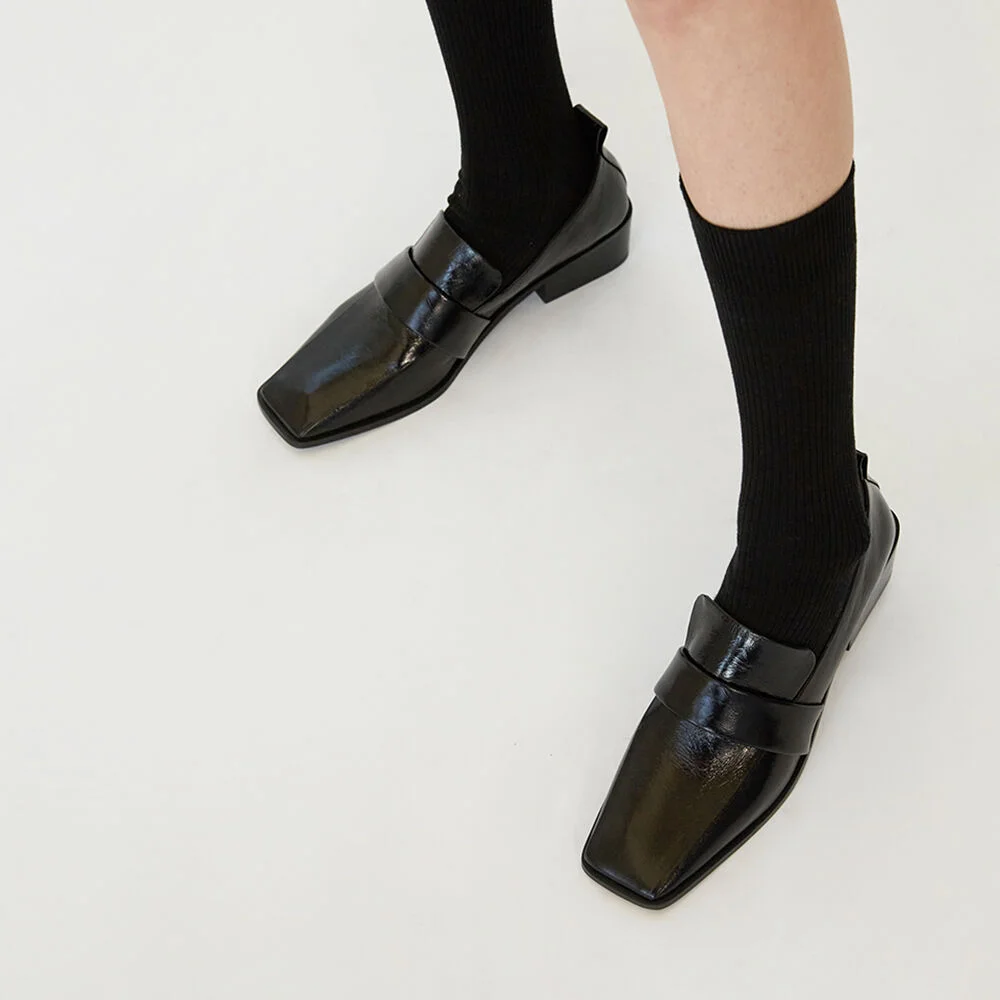 Louis Loafers Leather Black 4cm heels