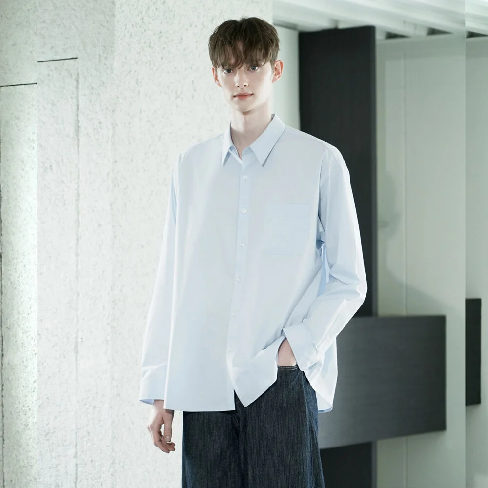 DM1023 SOLID COTTON SHIRTS_SKY BLUE