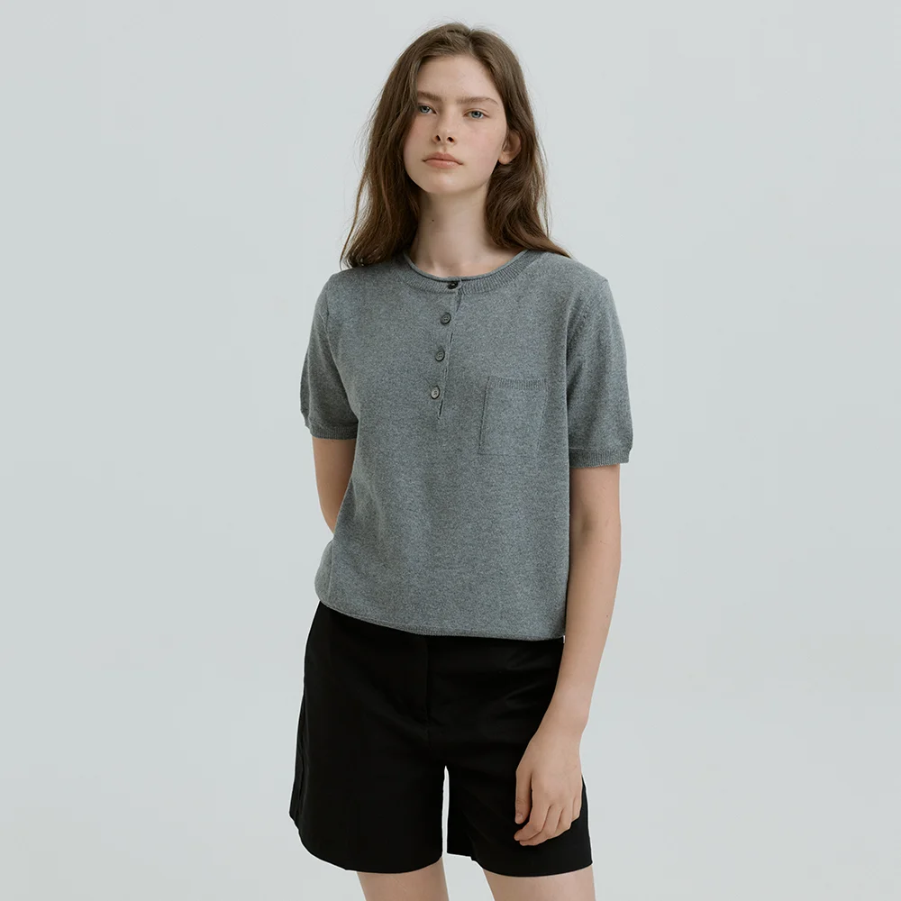 Mori Short Sleeve Knit (Melange Gray)