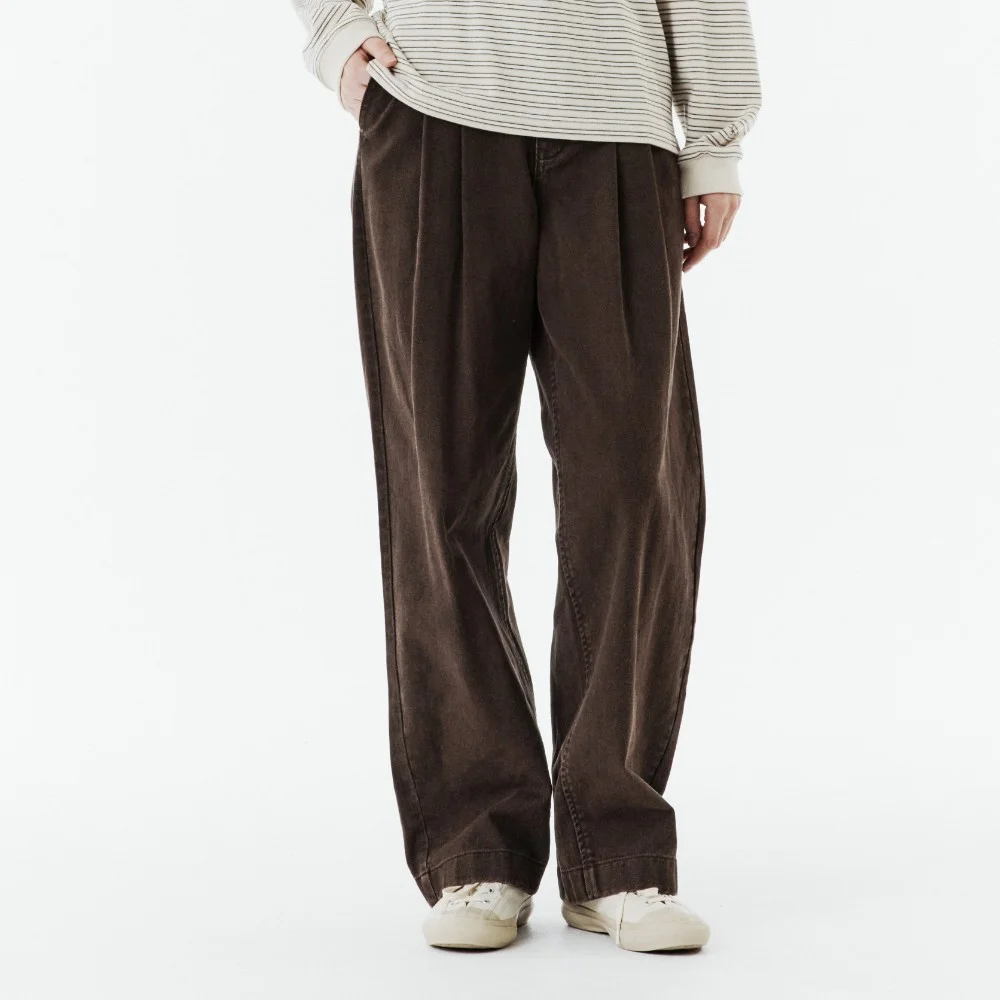 W TWO TUCK DENIM TROUSERS - BROWN (P263WDP461)