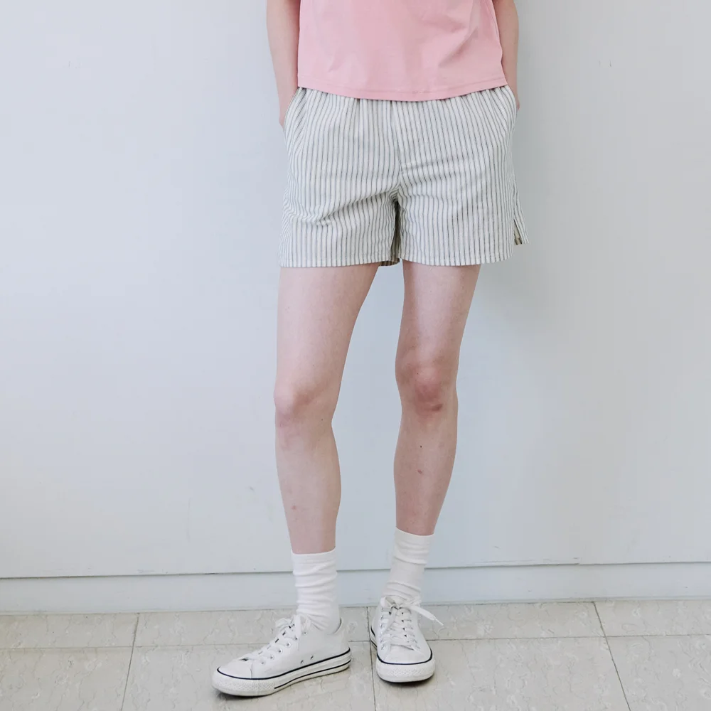 STRIPE BANDING PANTS_IVORY