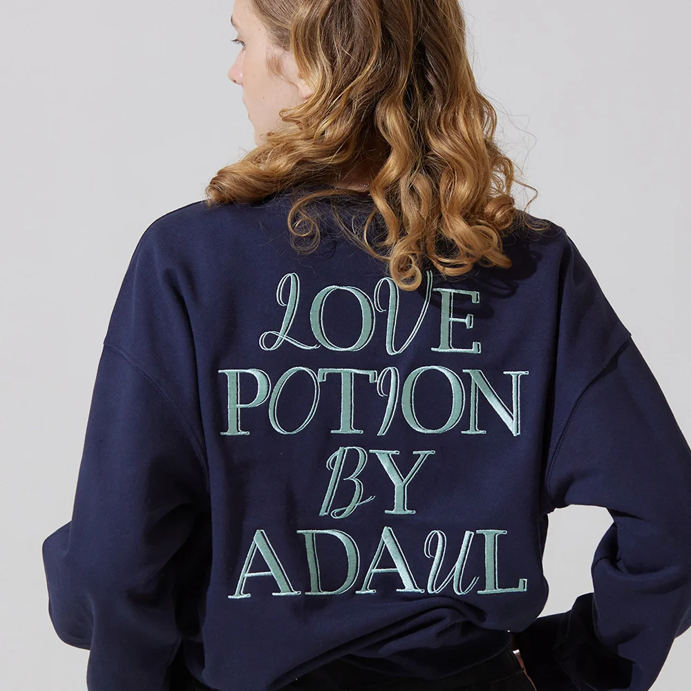 Back AD embroidery loose fit sweat shirts - navy