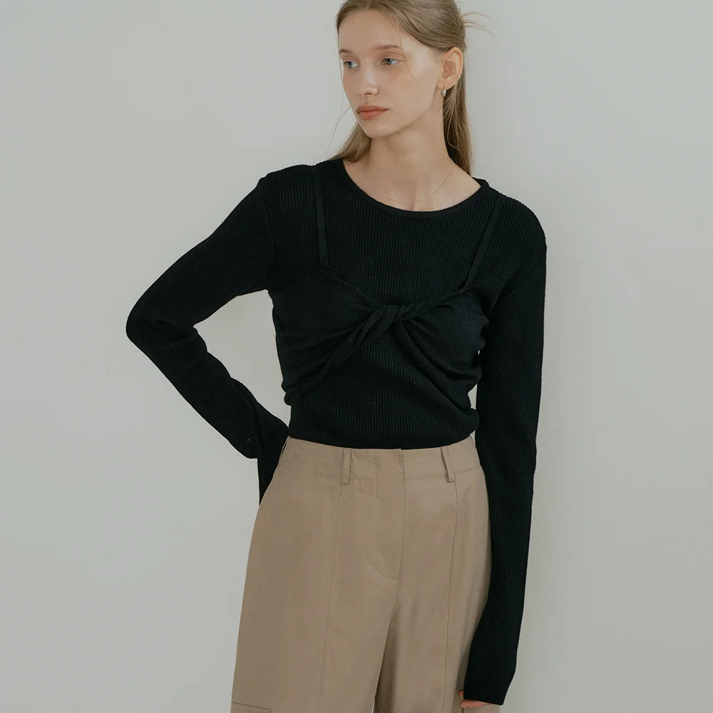 comos 1522 twist knit bustier set-up (black)