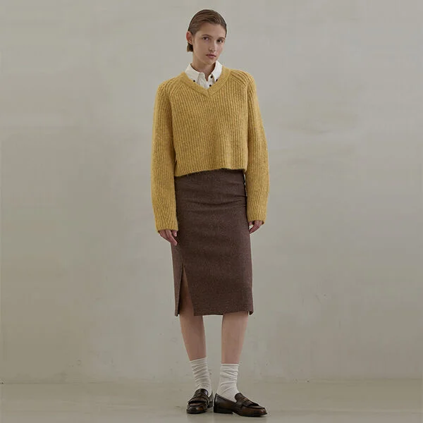 LARSON WOOL SET-UP MIDI SKIRT (SK-4885)
