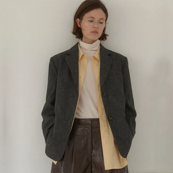 CHECK TAILORED SINGLE JACKET(JK-2979)