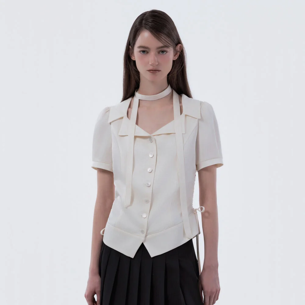 Sandy Satin Blouse - Cream