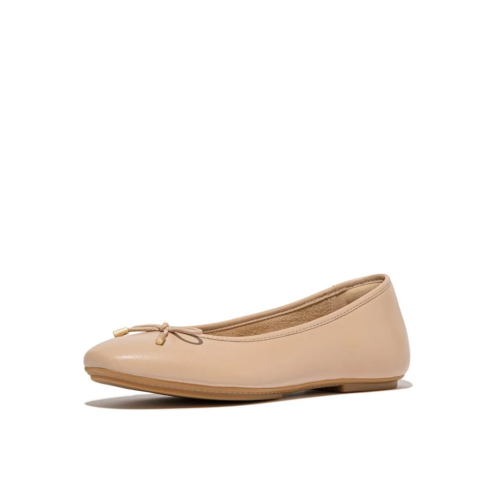 Delicato 女裝 蝴蝶結 柔軟 皮革 芭蕾 平底鞋 經典 米色 (FT59K2M10A)