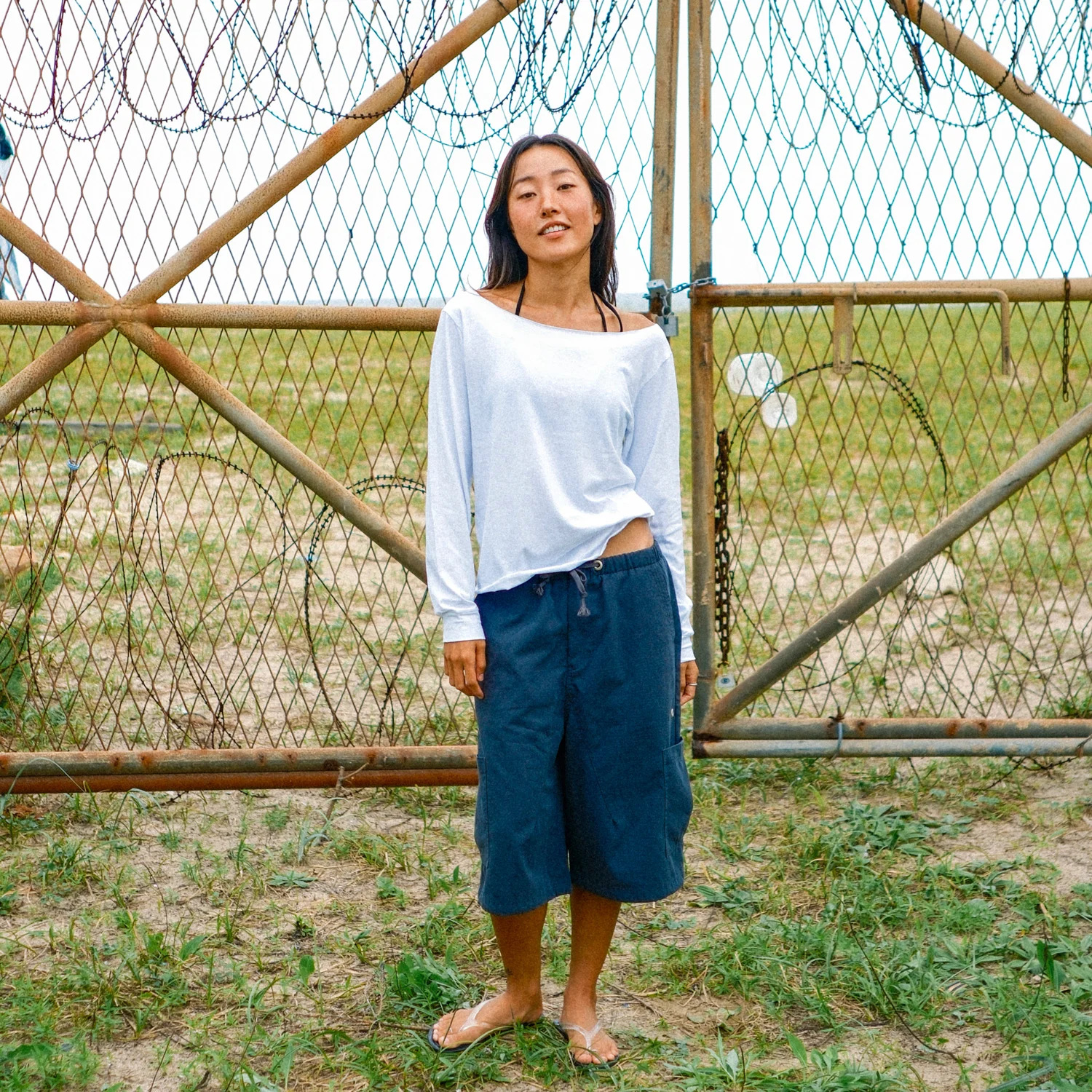 Off-Shoulder L/S Tee, White