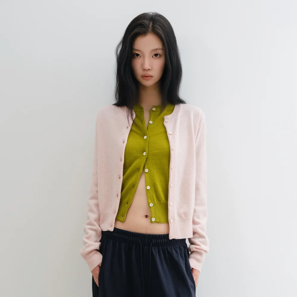 Basic Wool Cardigan (Pale Pink)