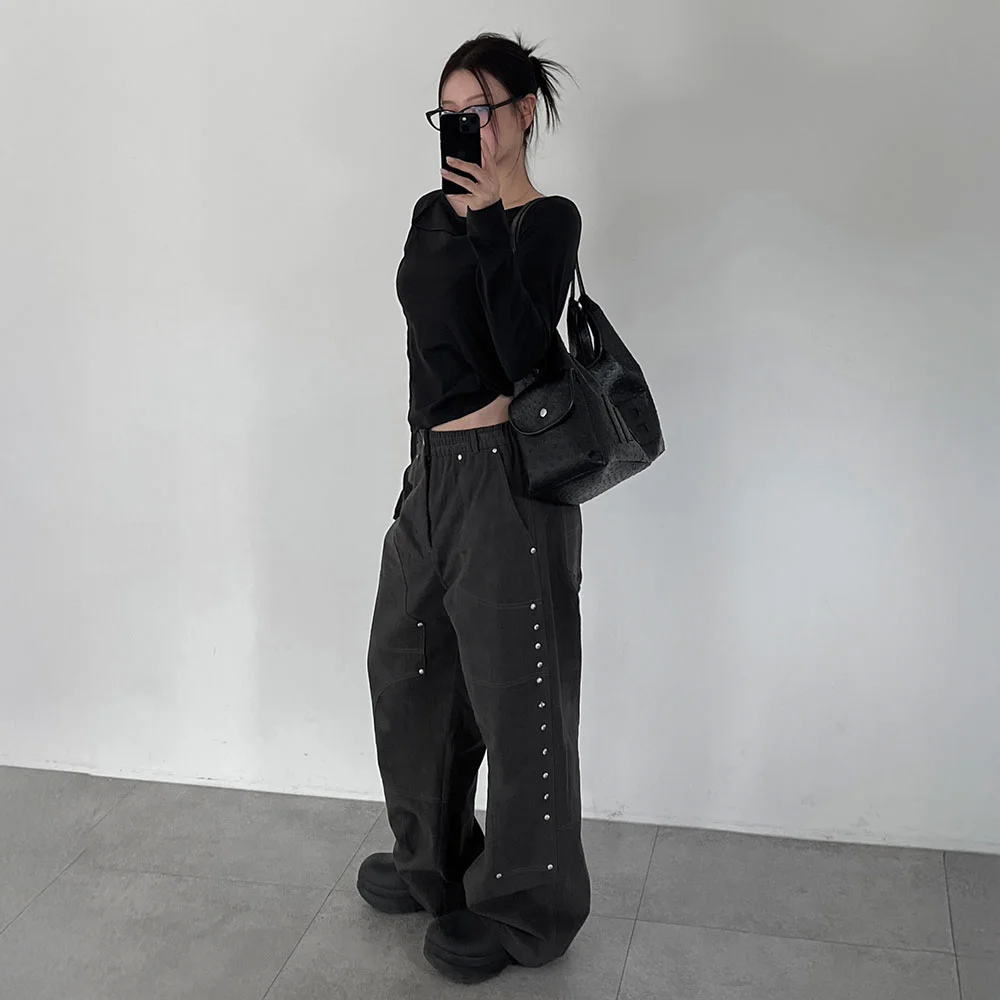 Double knee Western Twill Cotton Pants_Charcoal