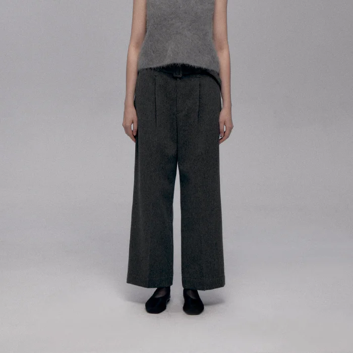 Belted Wool Slacks(Charcoal)