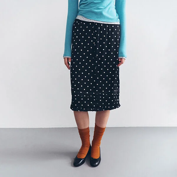 DOT PINTUCK FRILL SKIRT BLACK