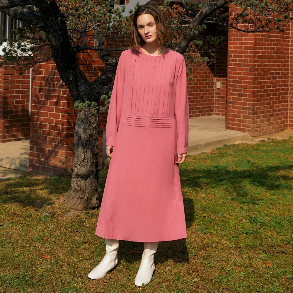 MULTI PLEATS DRESS_PINK
