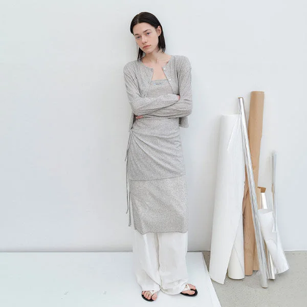 AN LOOSE FIT SEMI CROP CARDIGAN (T-7158)