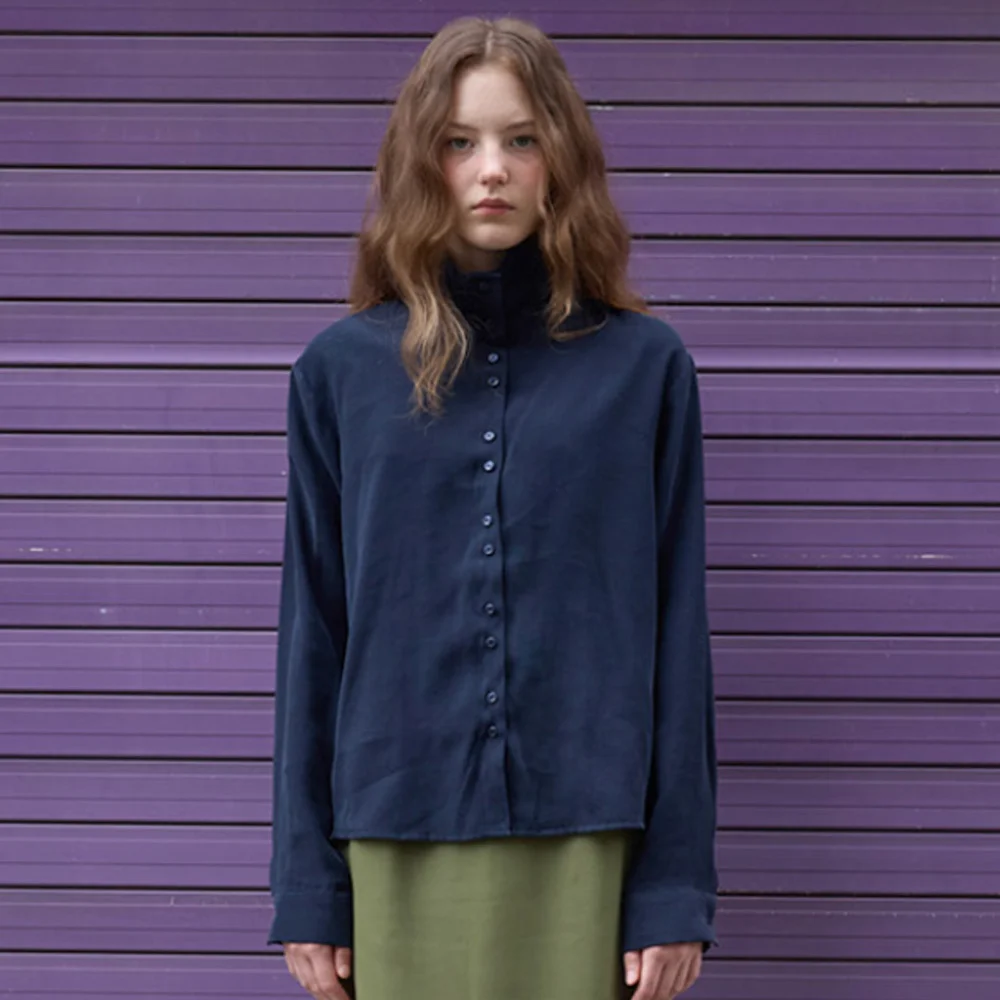 Lumene 高領 鈕扣 雪紡衫_Lumene Blouse