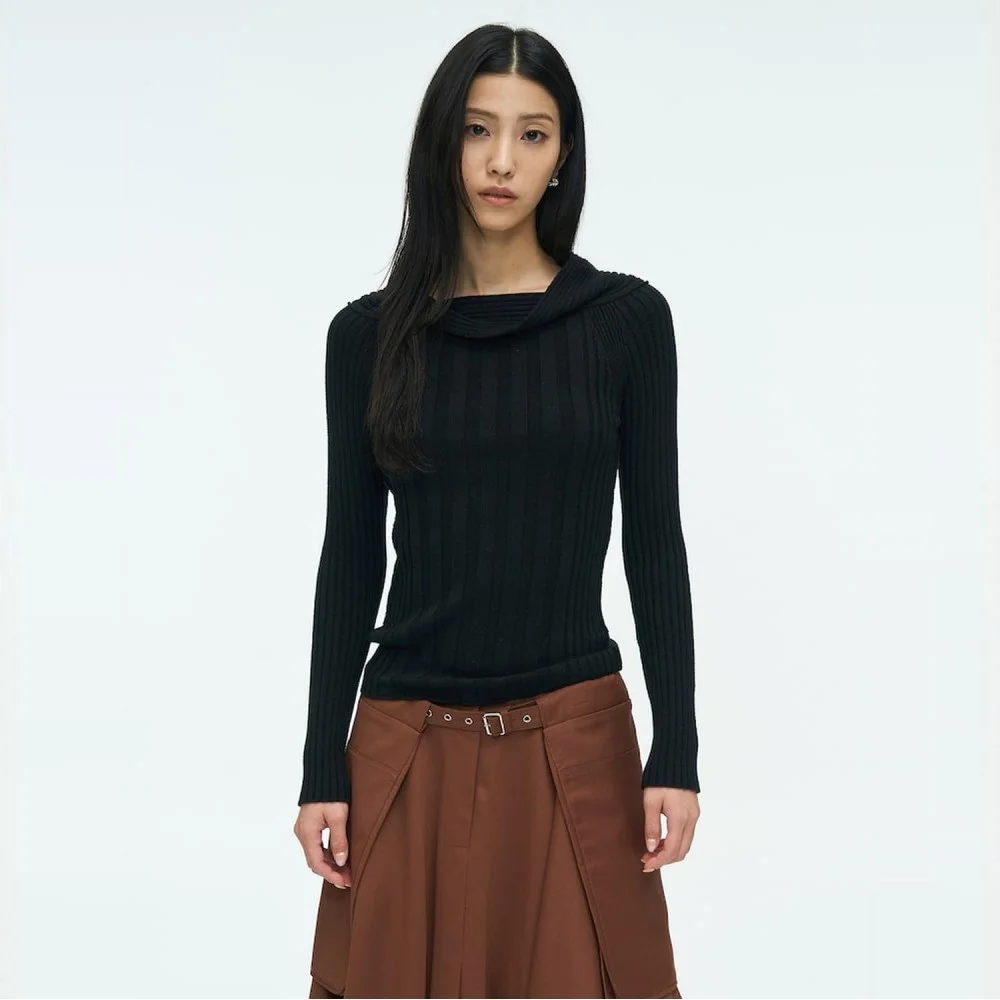 Tube Neck Rib Pullover Black (AG6251A015)
