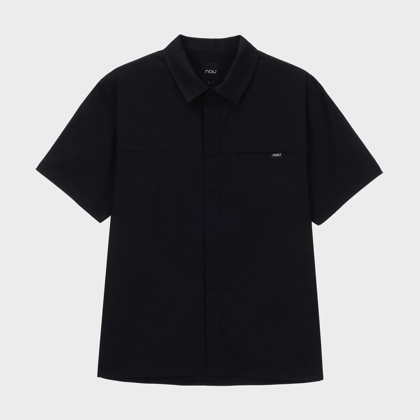 都市 透氣 短袖襯衫 Black