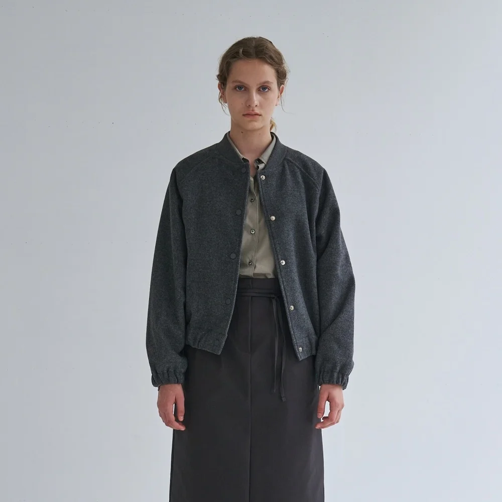 Wool Felt Bomber Jacket(Charcoal)