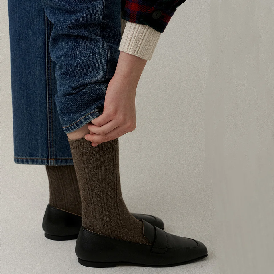 wool cable cozy socks (3colors)