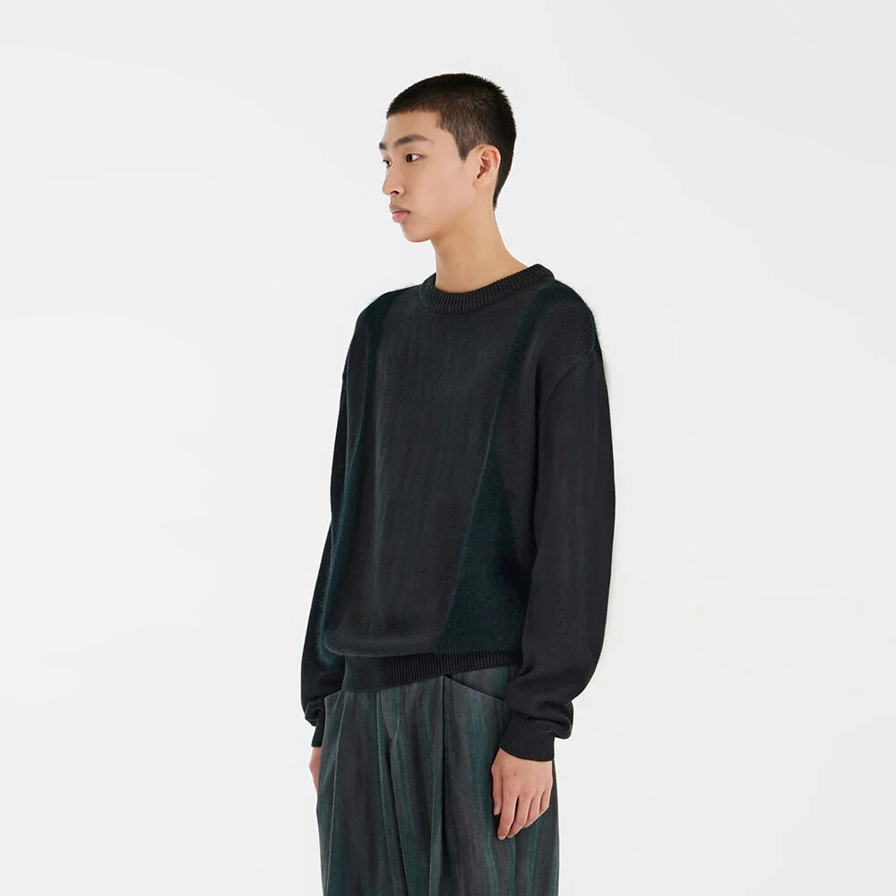 Curved Angora Knit - Deep Green