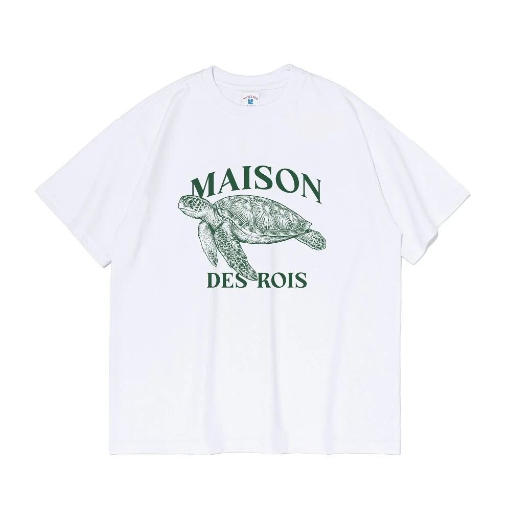 Maison 龜頸 圖案 短袖T恤 (白色)