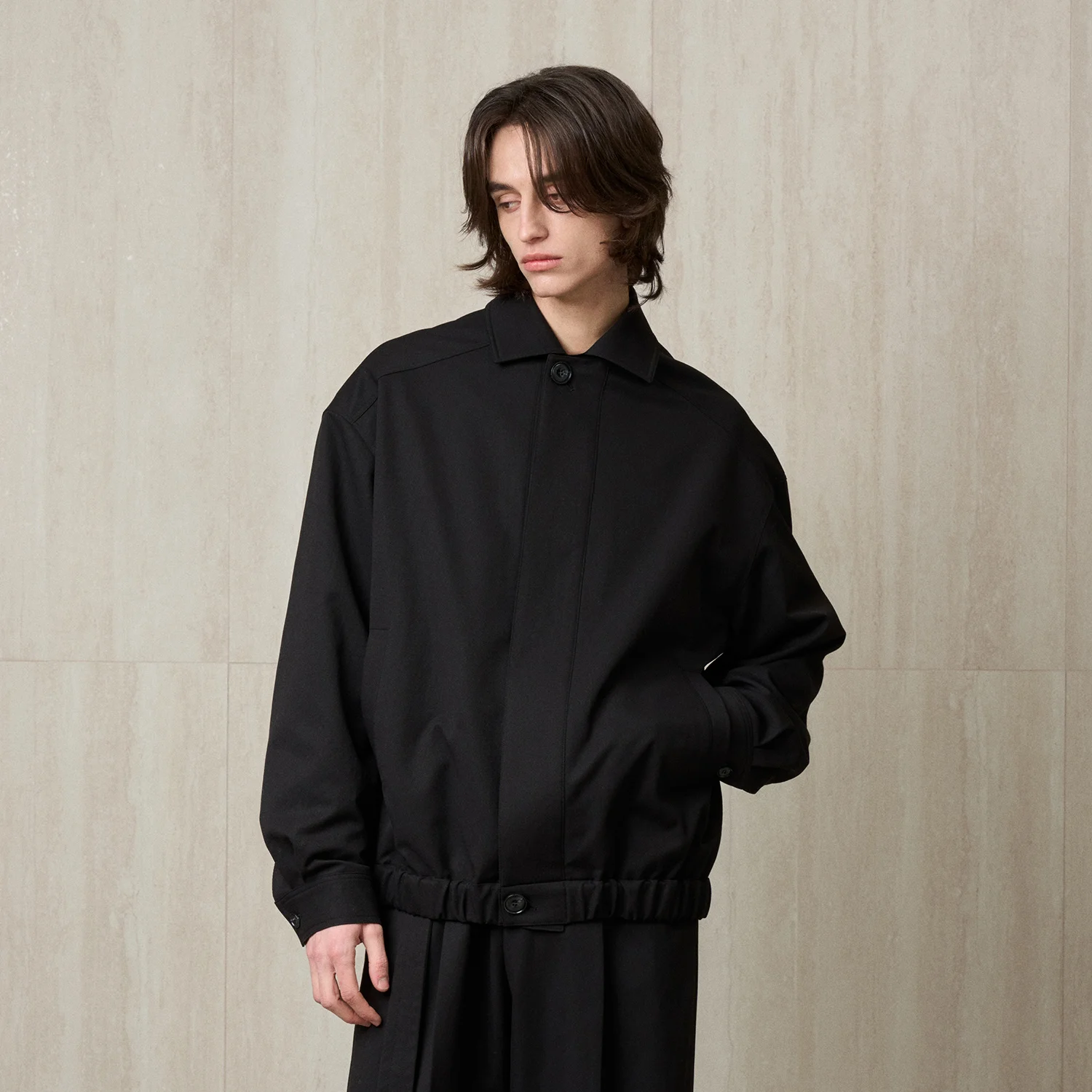 HIDDEN BUTTON BLOUSON JACKET