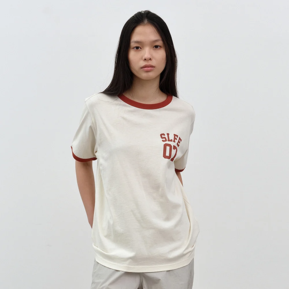 純棉 Ringer 短袖 T恤 2 Cream