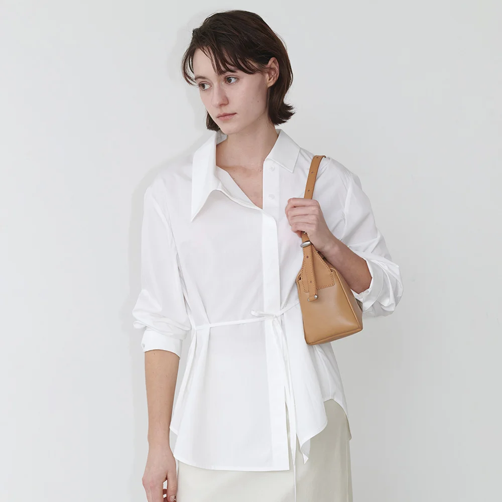 Asymmetric Button-up Shirt SW5SB110_2color