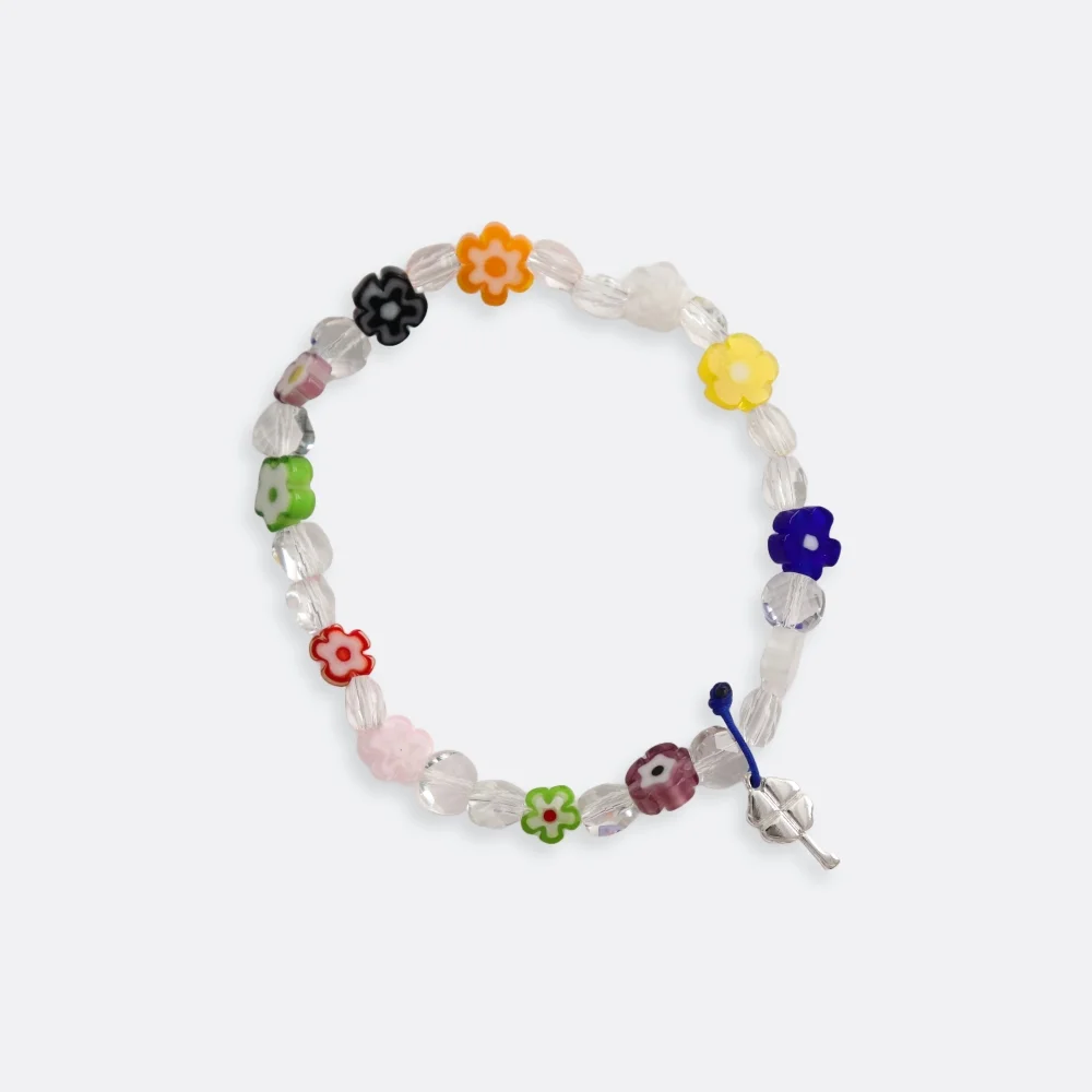 Bloom mix glass Bracelet Bongbo 透明 玻璃 色 花 串珠 混搭 三葉草 吊飾 手鏈