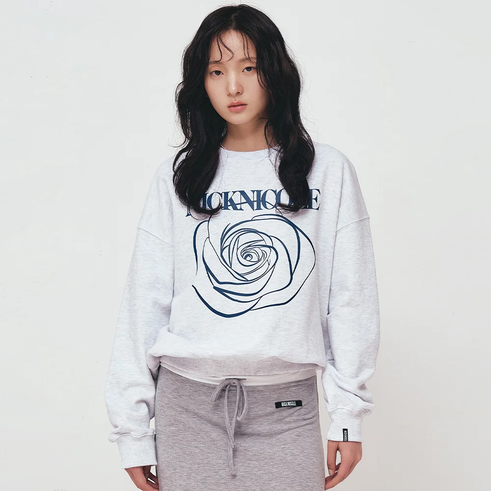 NICOLE ROSE PRINTING SWEATSHIRT_MELANGE NAVY