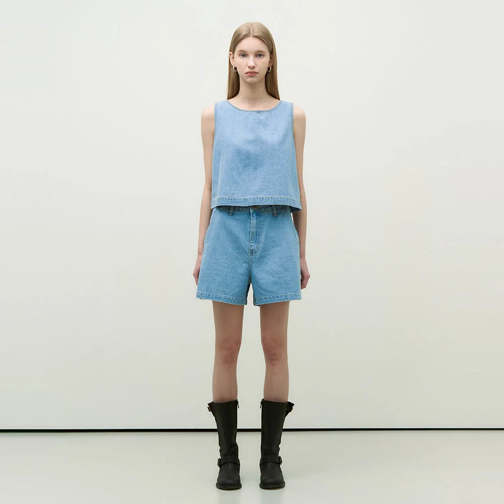 kling denim short pants - lightblue