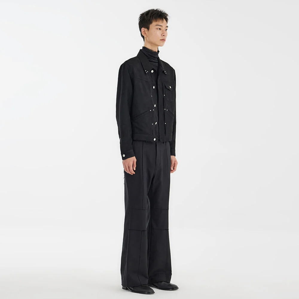 Cut-Off Flared Pants - Black